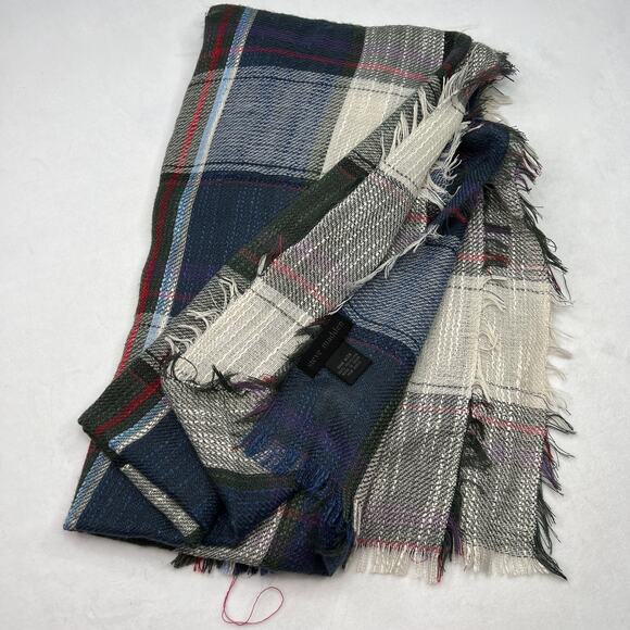 Steve Madden Large Plaid Gauze Knit Scarf - Picture 4 of 9